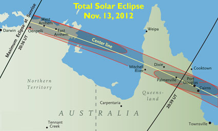 November's eclipse path across Australia