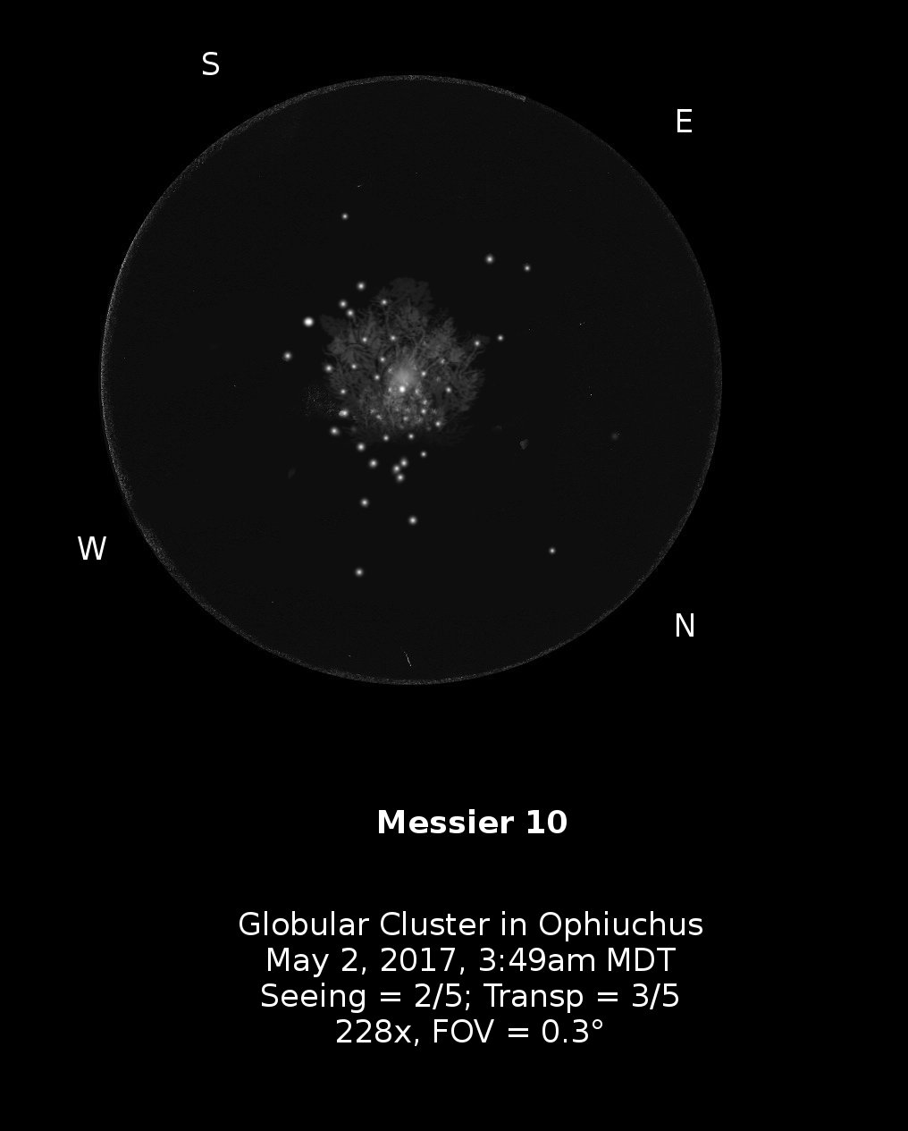 Messier 10 Globular Cluster in Ophiuchus