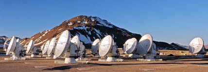 19 dishes of the ALMA radio array