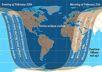 Map of Februrary 2007's lunar eclipse