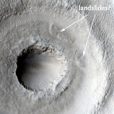 Landslides inside the bull's-eye crater?