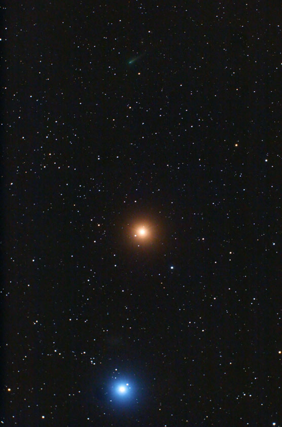 Comet ISON (top) with Mars and Regulus Oct. 14, 2013
