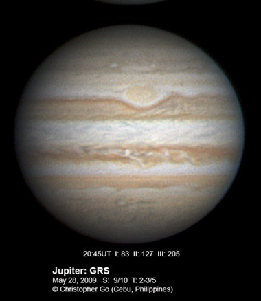 Jupiter with pale Great Red Spot