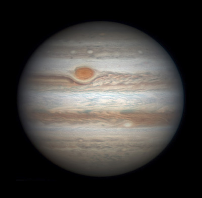 Jupiter with very red Great Red Spot on February 20, 2016