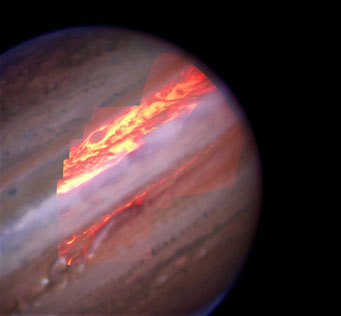 Jupiter with 5 micron overlay
