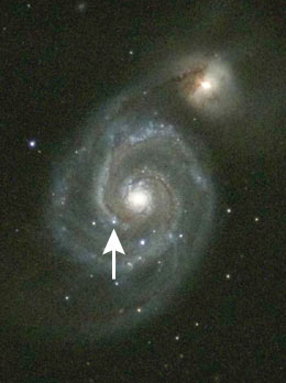 M51 with supernova arrowed