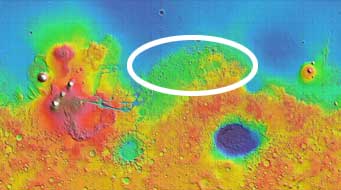 Mars topography map