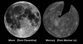 Moon and Mercury compared