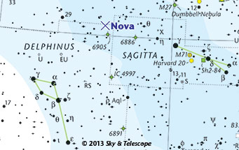 Nova discovered in Delphinus August 14, 2013