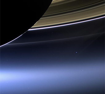 Earth beneath Saturn's rings