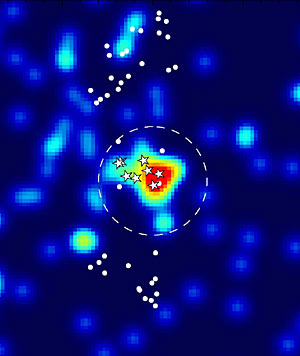 Maps of stars at distance of dwarf galaxy