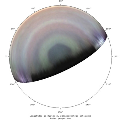 Saturn north polar projection, April 21, 2013