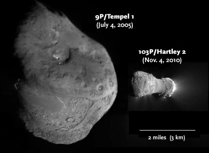 Comets Tempel 1 and Hartley 2 compared