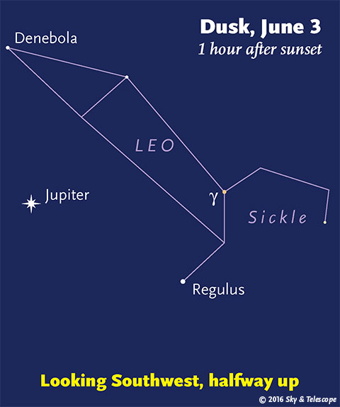 Jupiter under Leo, late May - early June, 2016