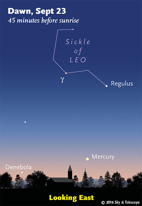 Mercury under Regulus at dawn, late September 2016