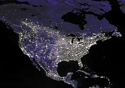 Earth at night as seen from space