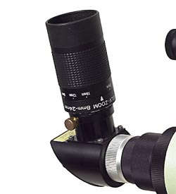 A modern, high-quality zoom eyepiece, like this 8-mm to 24-mm model from Orion Telescopes & Binoculars, can help you pan in and out to find the optimal magnification for viewing a particular star cluster, galaxy, or nebula.