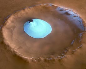 Mars crater with ice patch