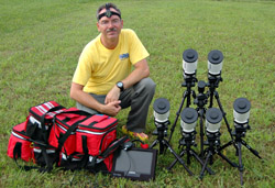 Six portable occultation telescopes