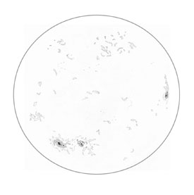 Sunspots across the solar face