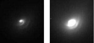 Jet and hoods on Comet Hale-Bopp's nucleus.