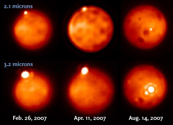 Eruptions on Io seen from Earth
