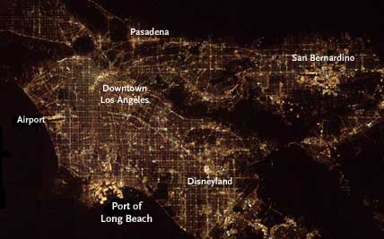 Los Angeles at night from space