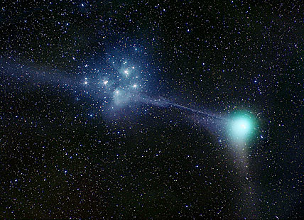 Pleiades and Comet Machholz