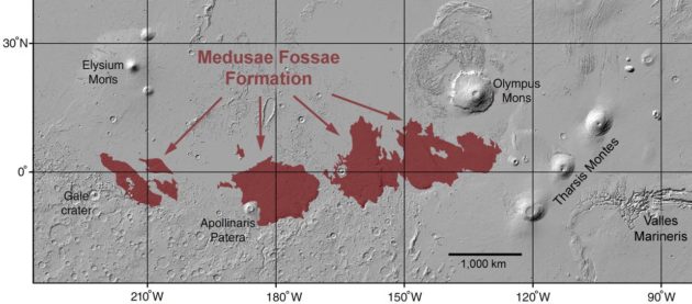 Map of Medusae Fossae Formation