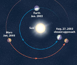 Earth and Mars Orbiting the Sun