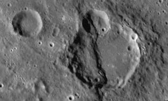 Cleaved crater on Mercury