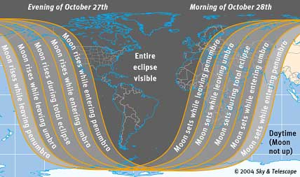 Regions of eclipse visiblilty