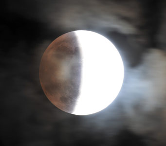 Partially eclipsed Moon