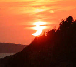 Partial eclipse at sunset