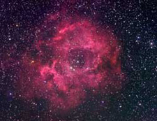 Rosette Nebula is east of Orion in the stellar wilderness known as Monoceros.