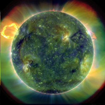 Full-disk view of erupting Sun