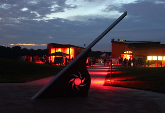 This photo was taken on August 20, 2011, at Observatory Park's dedication ceremony.  The image depicts a sundial in the park's plaza.