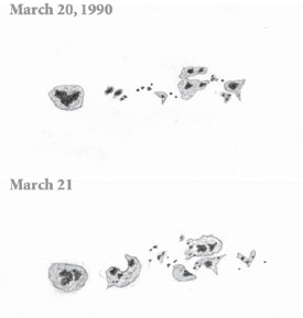 Development of a sunspot group during 4 days
