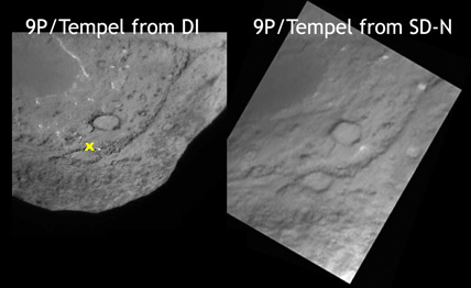 Before-and-after images of Comet Tempel 1