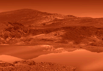 Lake on smoggy Titan
