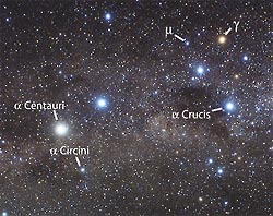The Southern Cross with Alpha and Beta Centauri