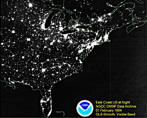 Eastern U.S. at Night