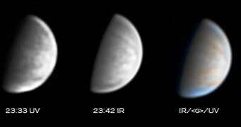 Venus in ultraviolet and infrared, May 20, 2007